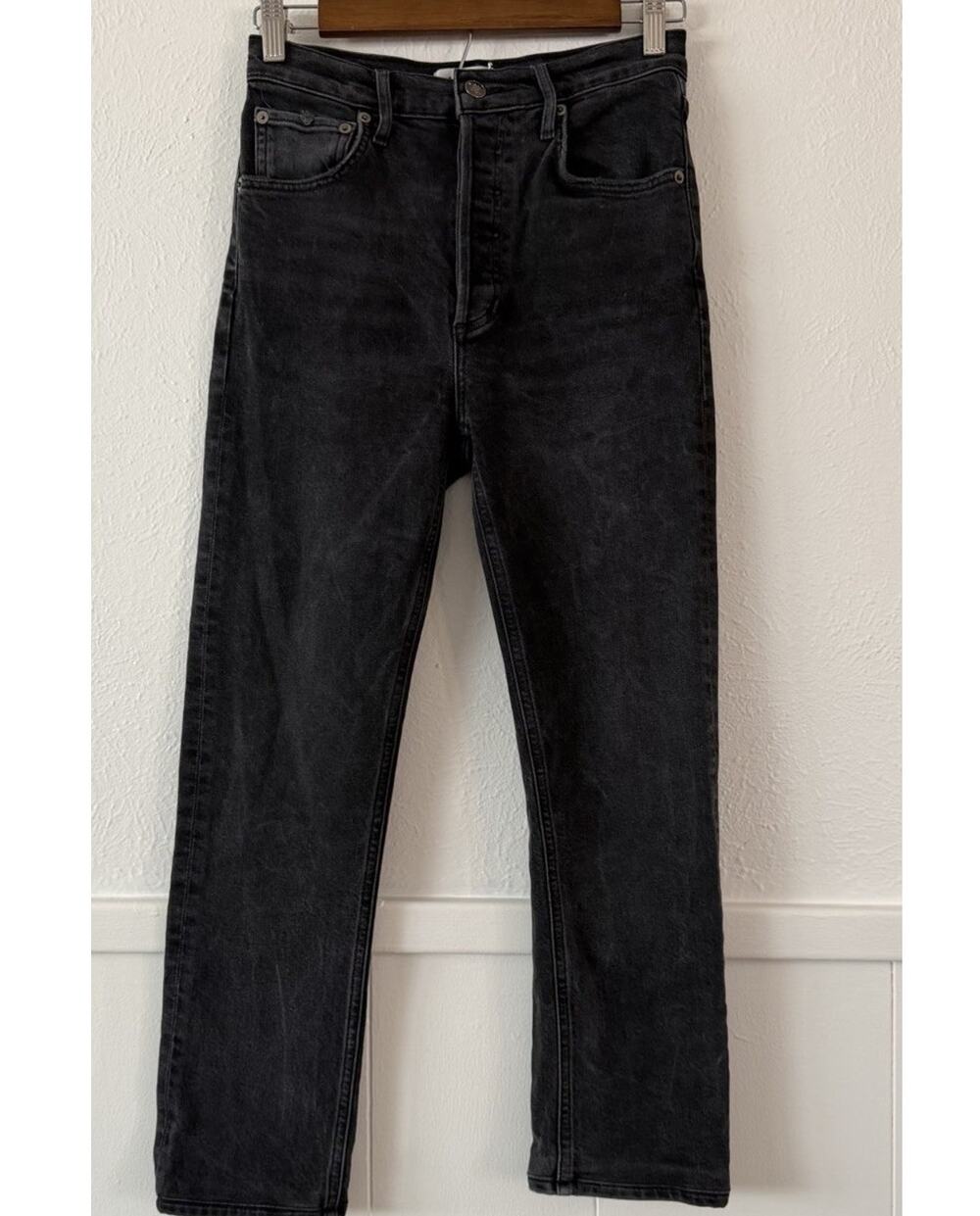 AGOLDE Riley Jeans Women’s Size 25 Black High Rise Straight Leg Button Fly